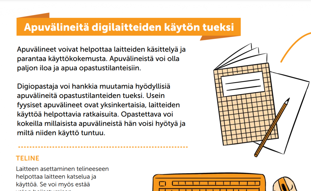 Apuvälineitä digilaitteiden käytön tueksi